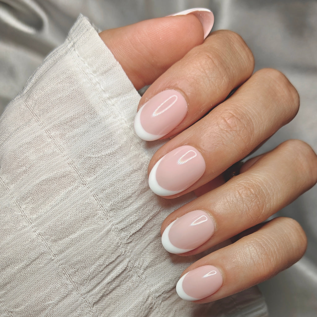 Oval Classic French BIAB Gel Handmade Press-Ons